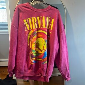 Urban Outfitters Nirvana Smile Overdyed Crew Neck Sweatshirt